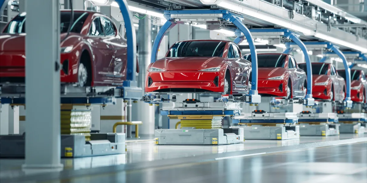 Electric vehicles in manufacturing plant