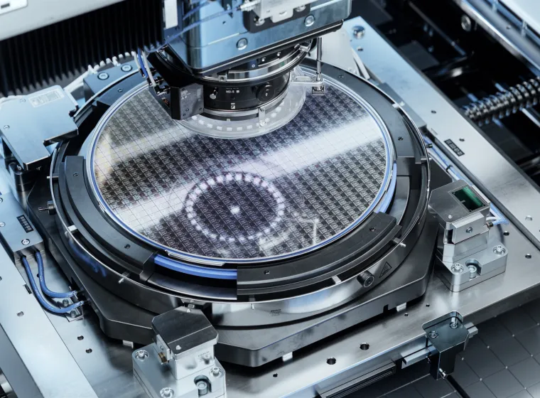 Silicon Wafer inside Photolithography Machine