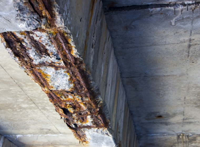 Corrosion on a bridge. Exponent provides engineering expertise for all types of construction projects and disputes.