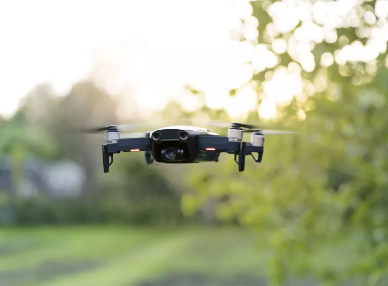 Flying remote controlled drone with camera