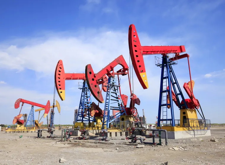 Oil field, oil pump in the work