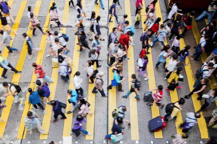 Crowd, crowd crossing city street, epidemiology