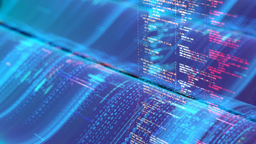 Digital background depicting innovative technologies in (AI) artificial systems, neural interfaces and internet machine learning technologies