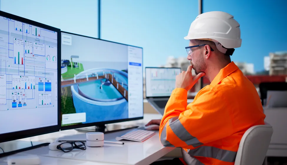 Man Monitoring Water Purification System To Ensure Safe Drinking Supply.