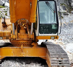 Treads on a construction vehicle