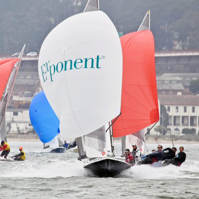 Exponent-branded sailboat races in a regatta 