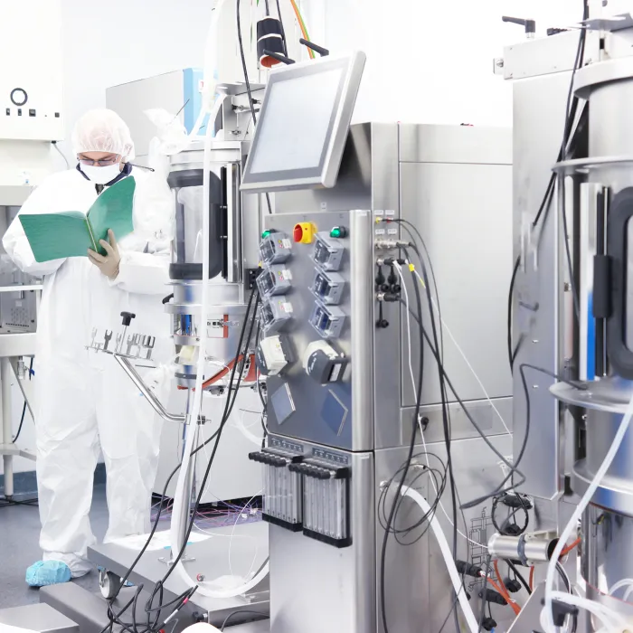 Cell culture laboratory of a biotechnology facility