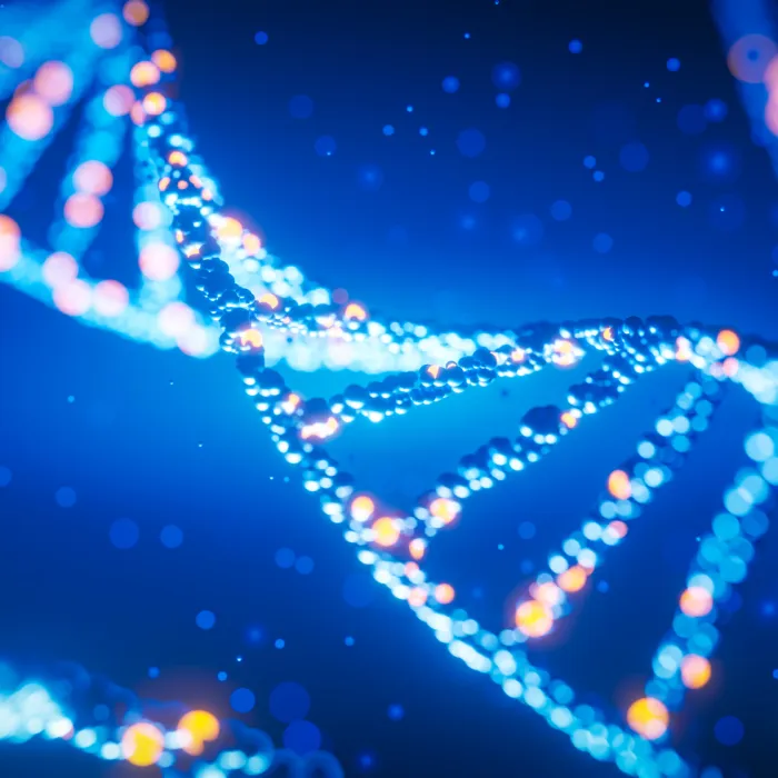 Industries - Life Sciences & Healthcare - bright blue DNA strand