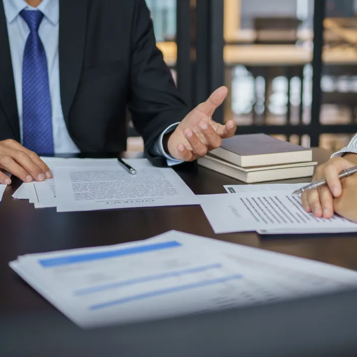 Legal counsel presents to the client a signed contract