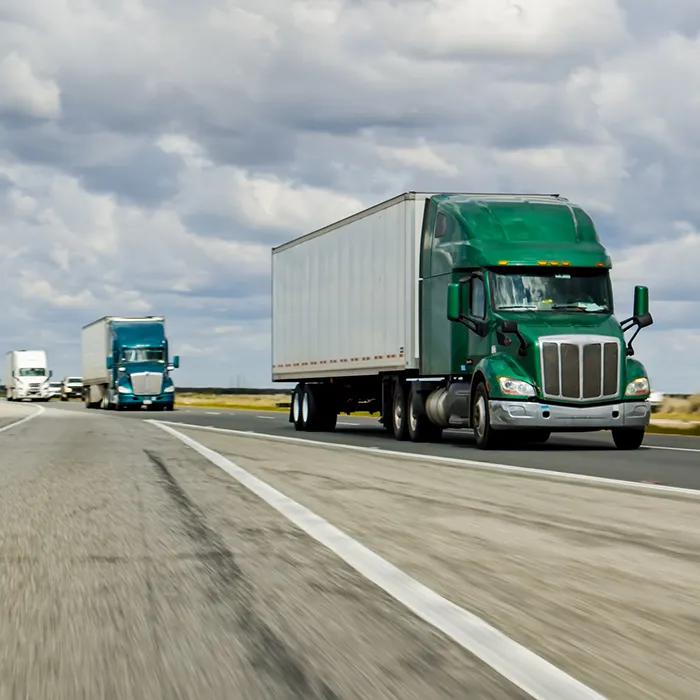 Trucks on a freeway
