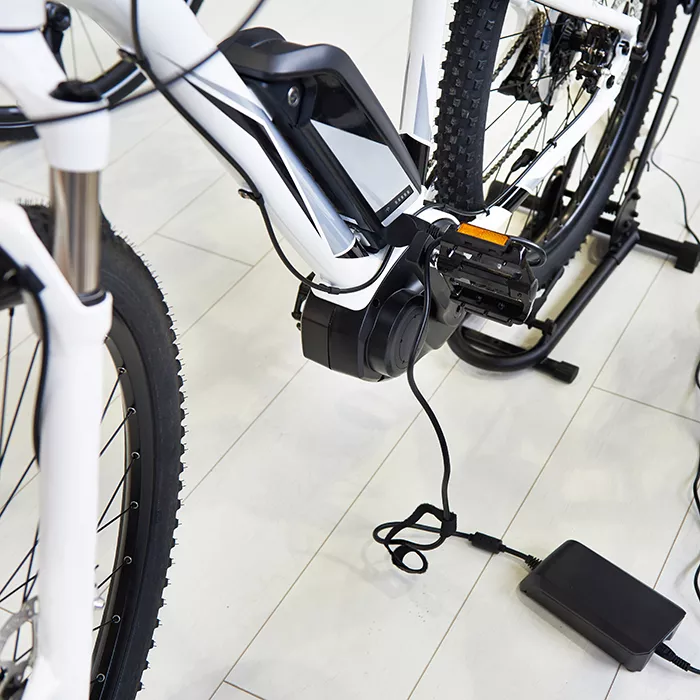 close-up of an electric bike