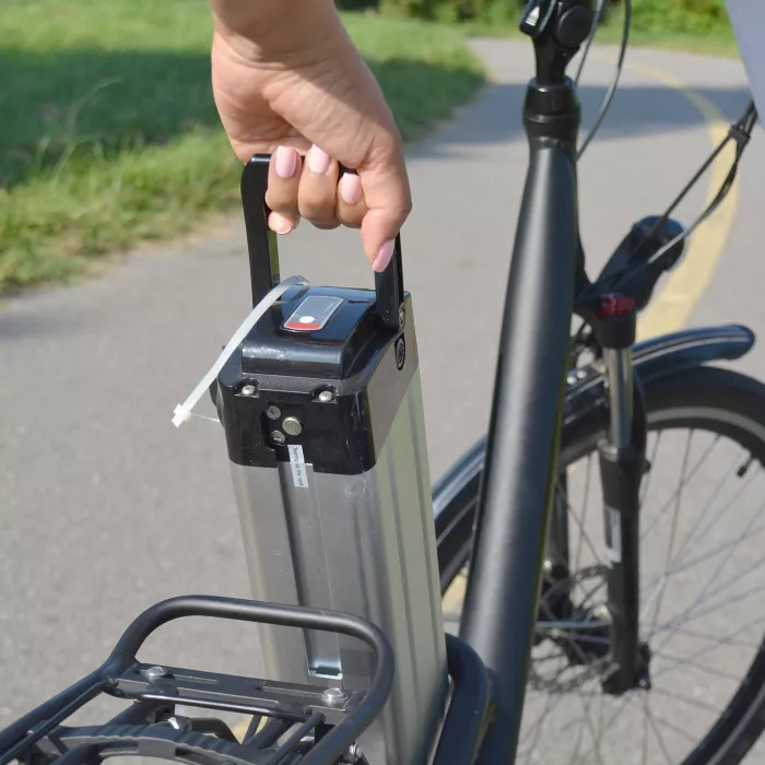 Bicycle with e-bike outside on the open road
