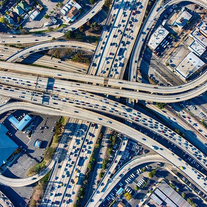 Aerial view of a Freeway Interchange
