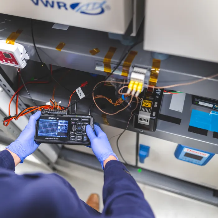 Natick testing closeup of hands