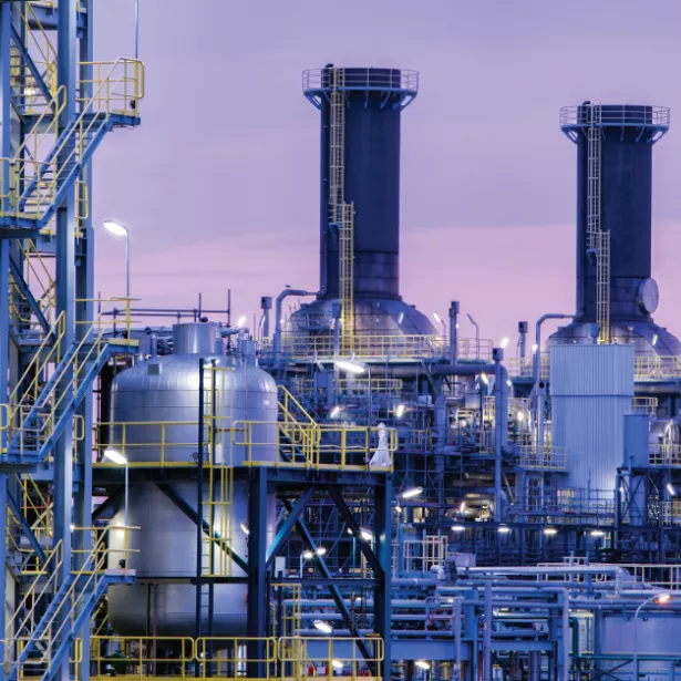Petrochemical plant at twilight
