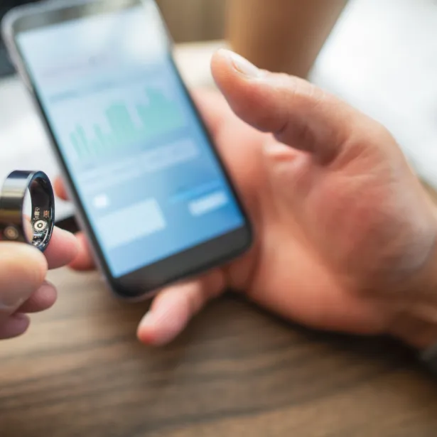 Man with smart ring indoors