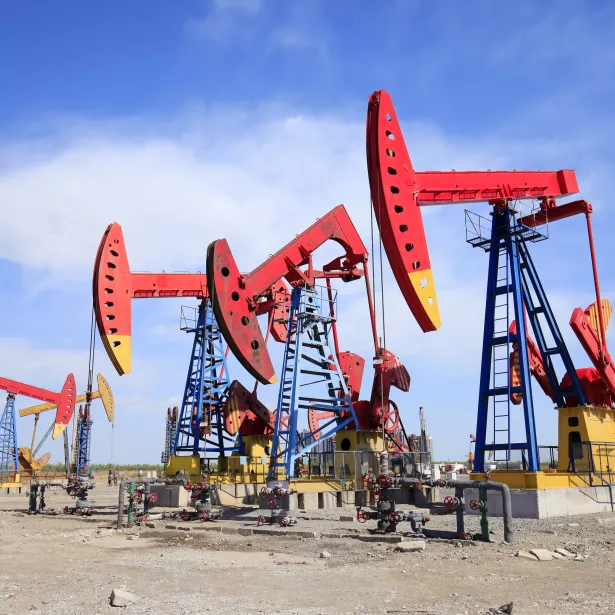 Oil field, oil pump in the work