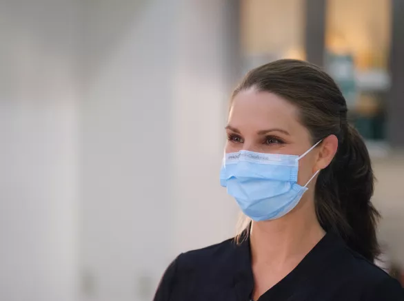 Medical professional wearing a face mask