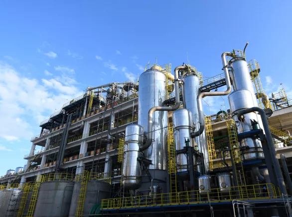Chemical plant with blue sky as background