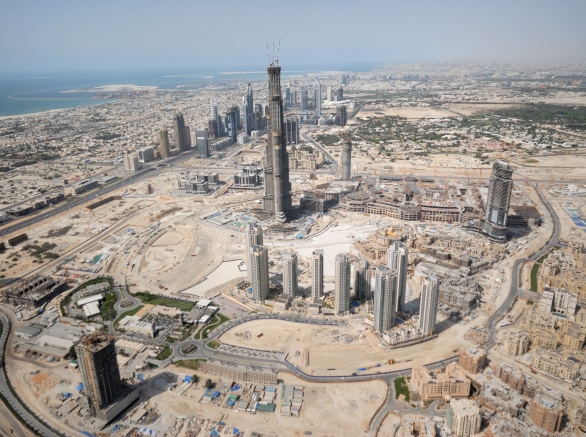 Construction & Property Development On A Massive Scale In The Middle East. The Tall Building Seen Here Is Burj Dubai Located In Business Bay