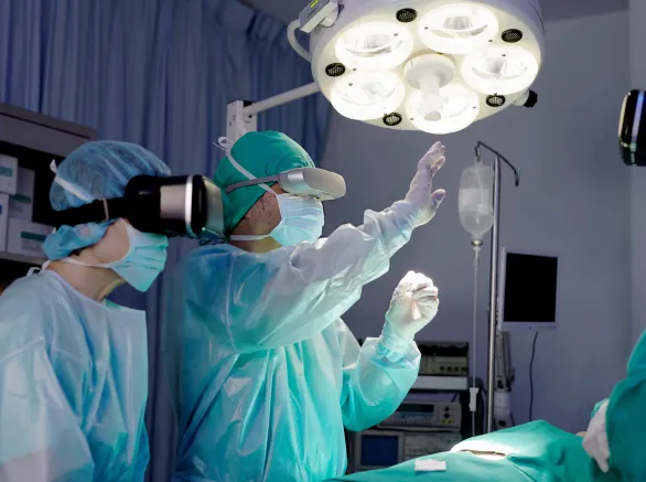 Doctors using VR headsets