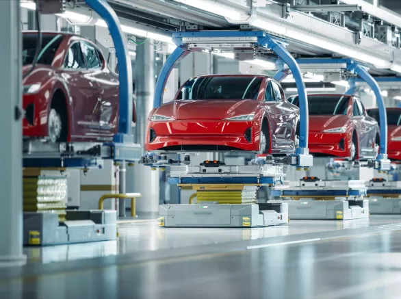 Electric vehicles in manufacturing plant