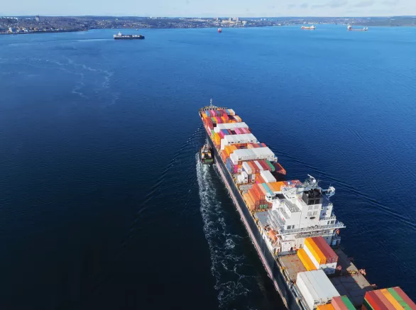 Aerial View of Container Ship