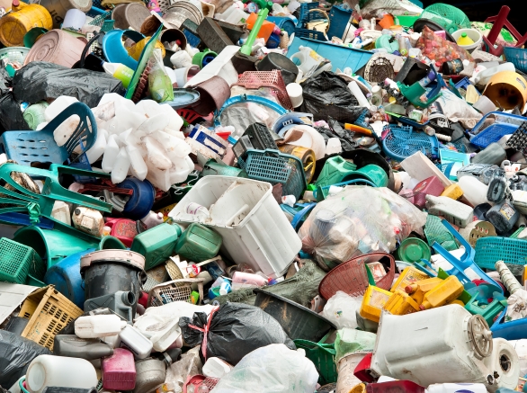 Recycling Plastic in junkyard 