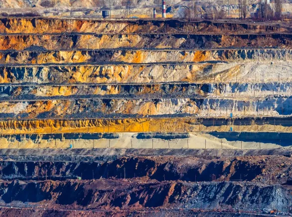 Close up of quarry extracting ore