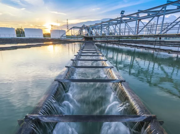 Water Treatment Plant at sunset