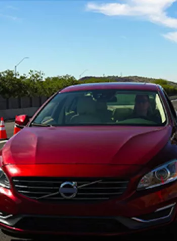 A red volvo used in testing