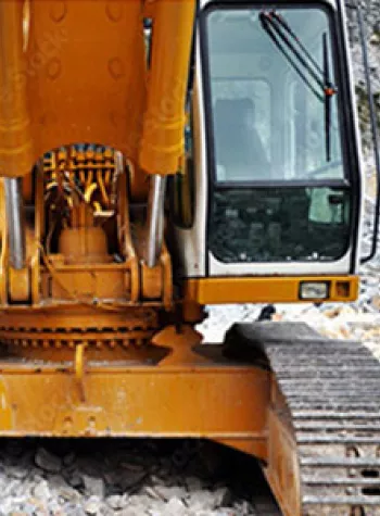 Treads on a construction vehicle