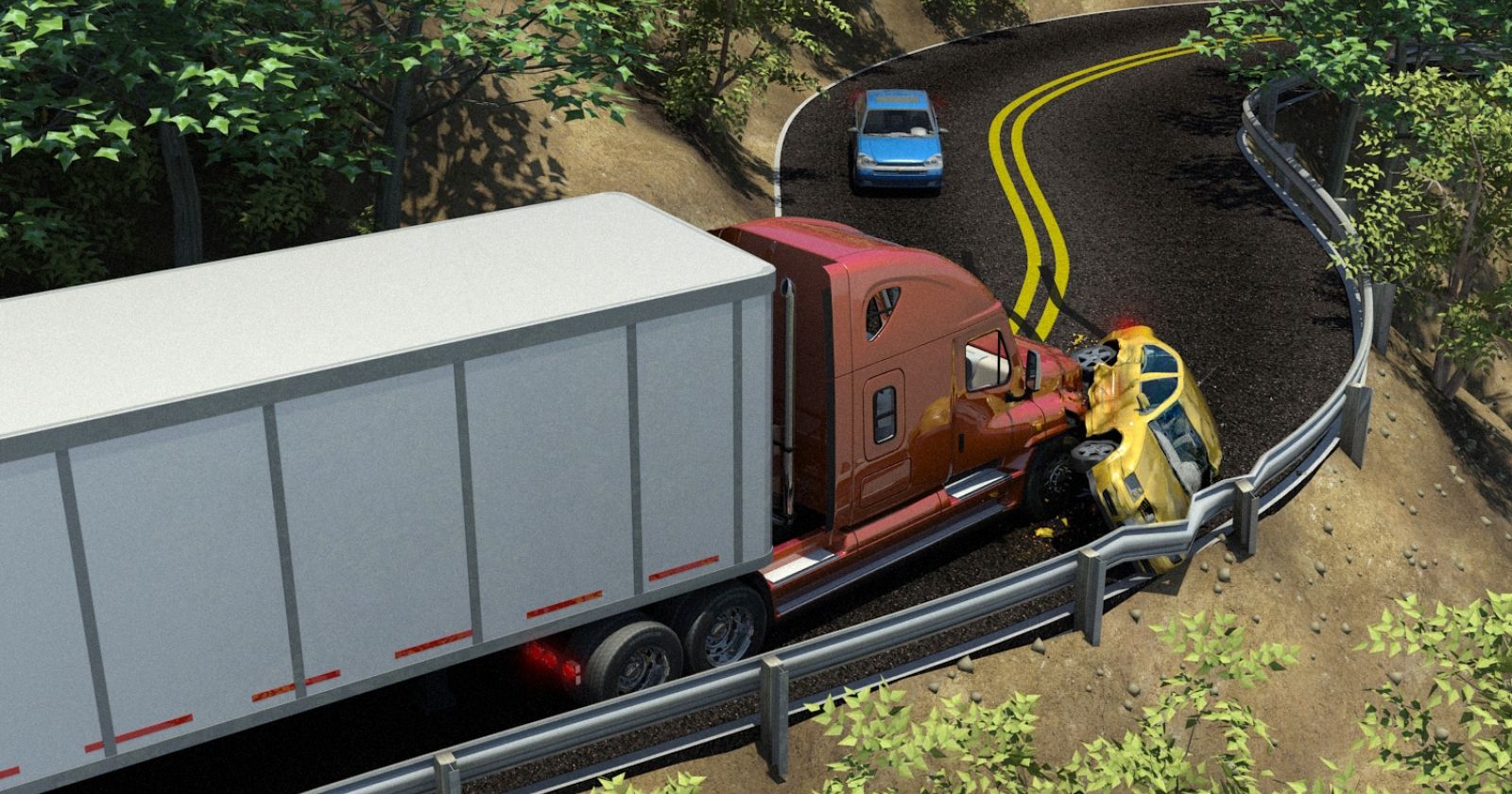 Graphic depicting tractor trailer accident