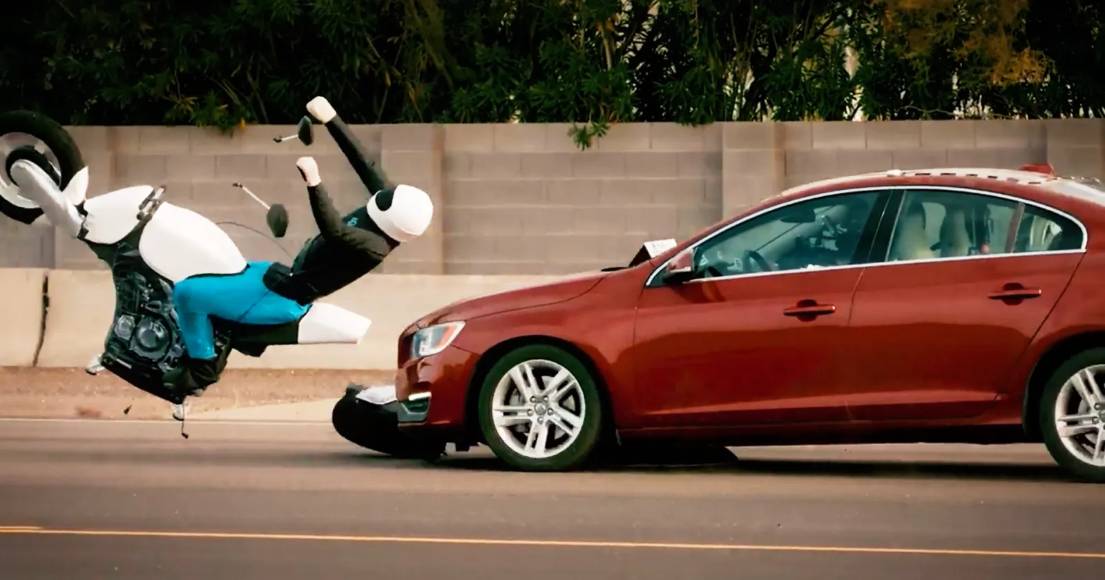 ADAS motorcycle crash test 