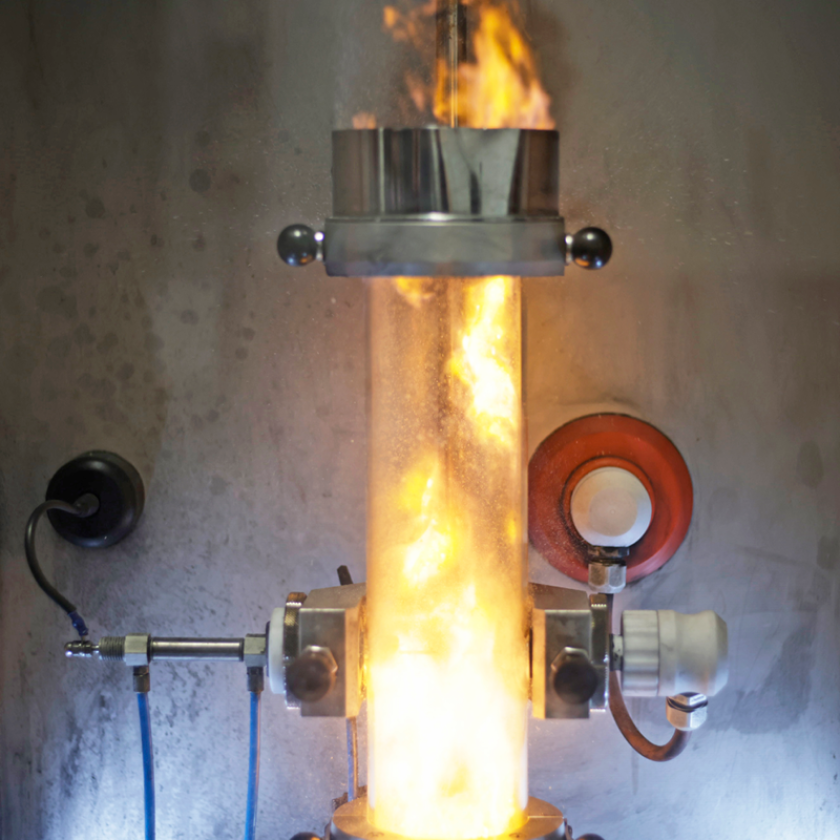 Fire and Flammability Evaluations_Natick Lab-flames in tube