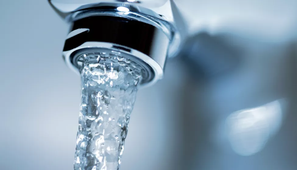 Running water from a faucet