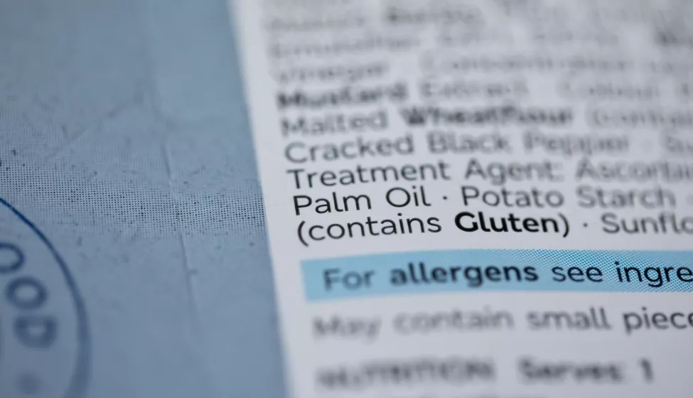 Food label with allergens