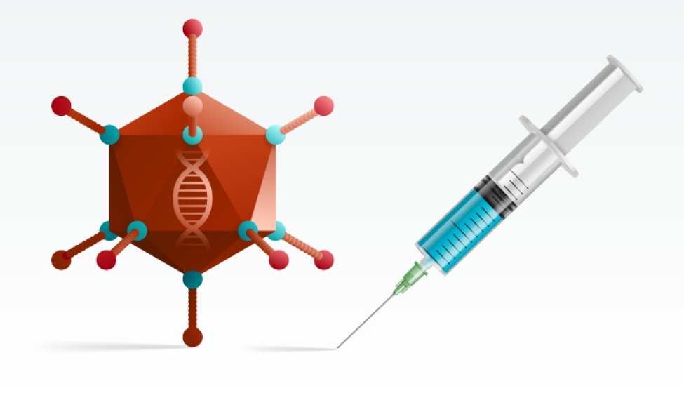 An illustration of a virus and vaccine