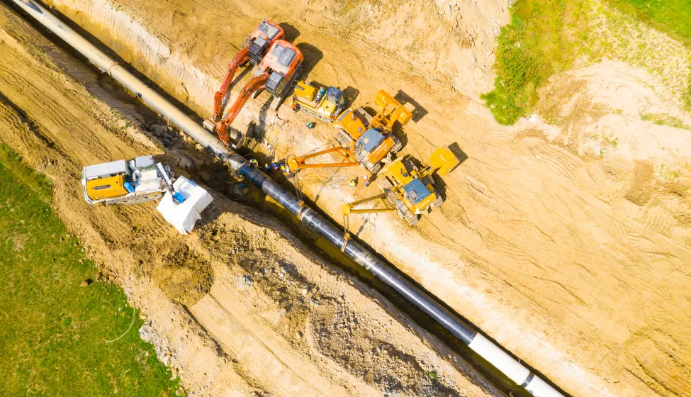 Construction site natural gas pipeline