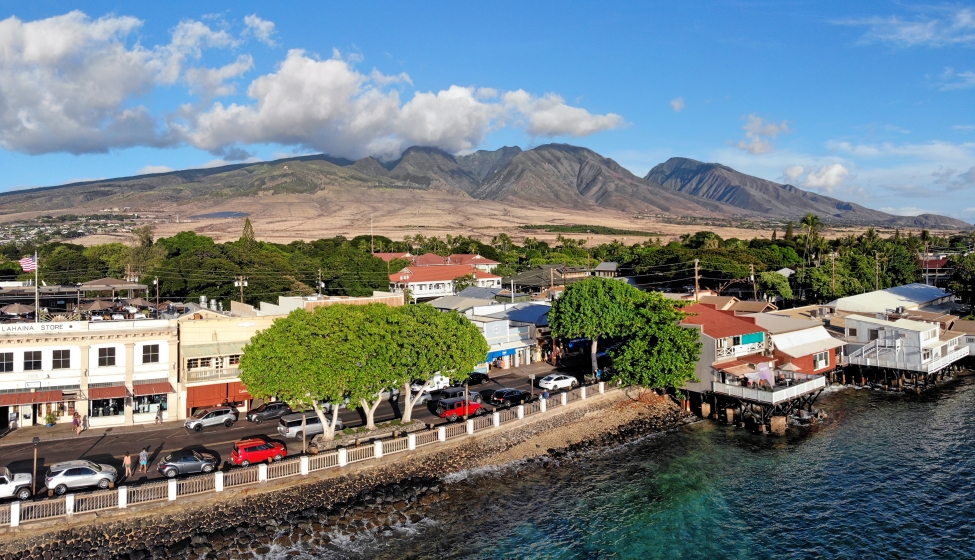 View of a waterfront neighborhood in Maui