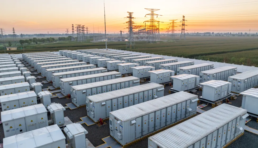 Energy storage power station at sunrise
