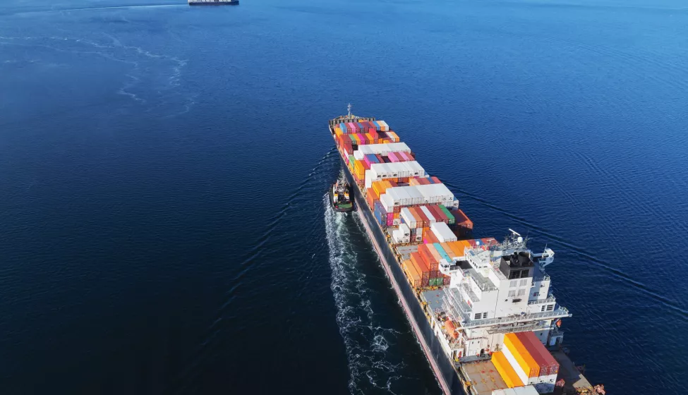 Aerial View of Container Ship