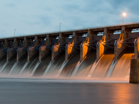 A large hydroelectric dam. Exponent helps you Identify and address hazards and plan for appropriate water supply.